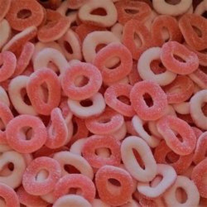 anneaux sucrée Fraise vendu par 100 g