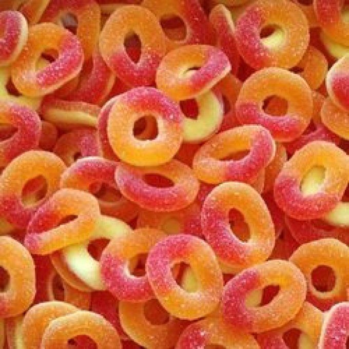 anneaux sucrée  pêche vendu par 100 g